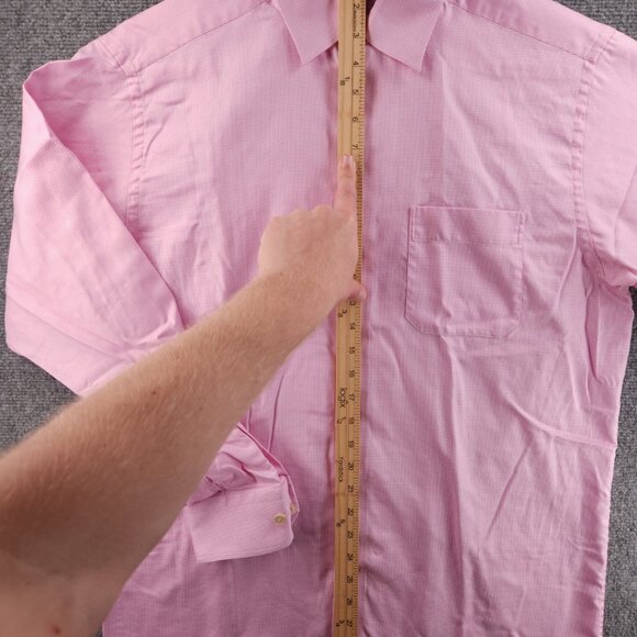 Eton 16.5 Cotton Classic Check Convertible Cuff Pink Button Up Men Long Sleeve - Picture 13 of 16